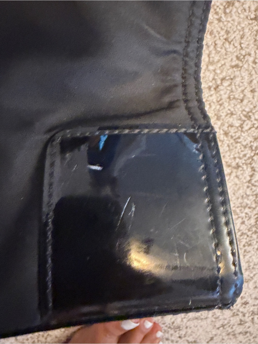 Tory Burch Black Nylon Tote with Patent Logo - Picture 3 of 8